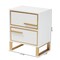 Baxton Studio Giolla Contemporary Glam and Luxe White Finished Wood and Gold Metal 2Drawer Nightstand 220-12455-ZORO - alternate 5